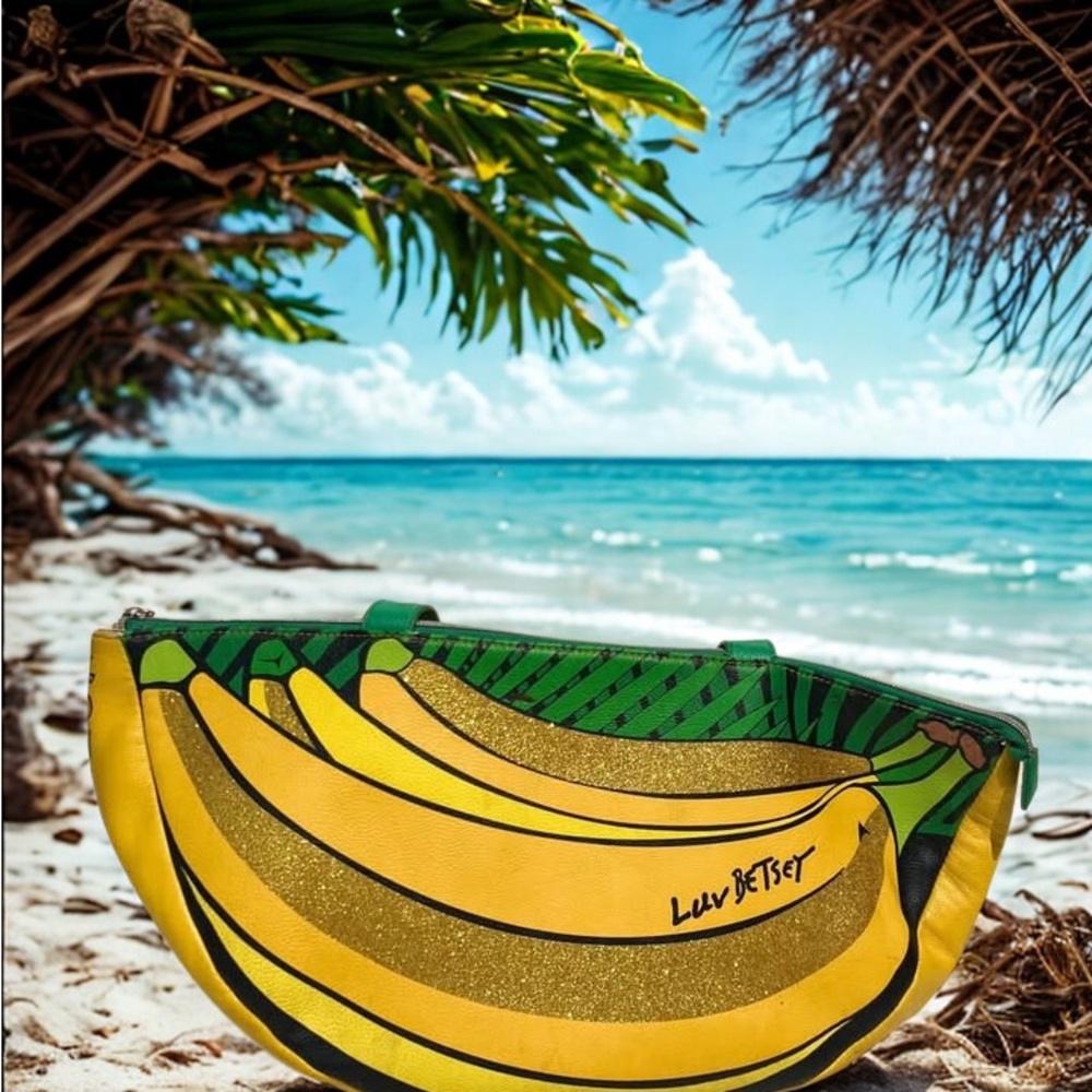 Betsey Johnson Yellow and Green Banana Travel Bag